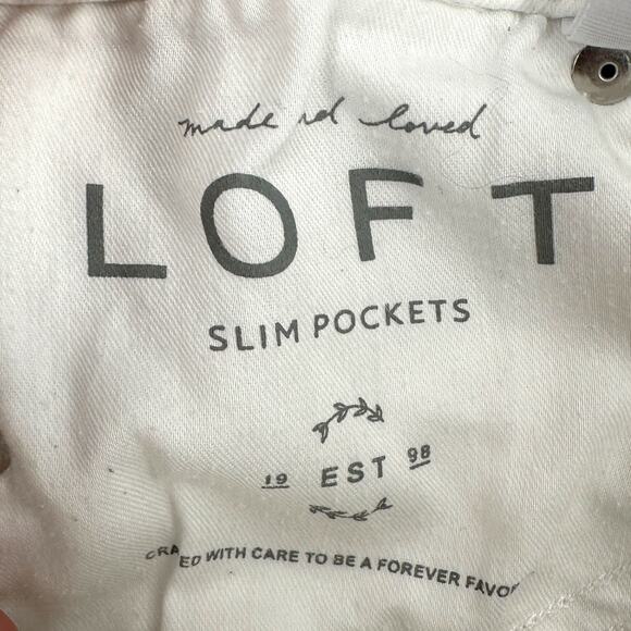 LOFT White High Waisted Button Fly Skinny Fit Crop Jeans Pants Size 00 / 24 - Picture 5 of 8